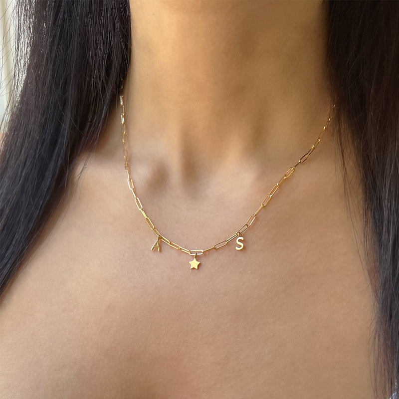 Paper Clip Link Custom Charm Necklace