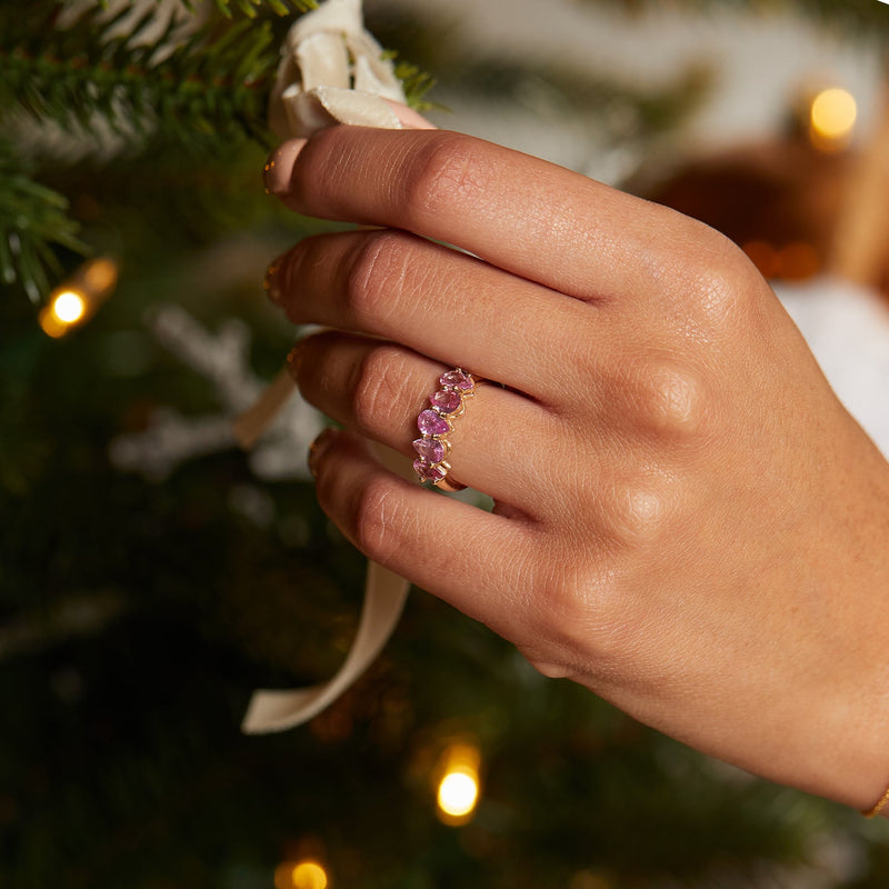 Pear Shape Pink Sapphire Half Eternity