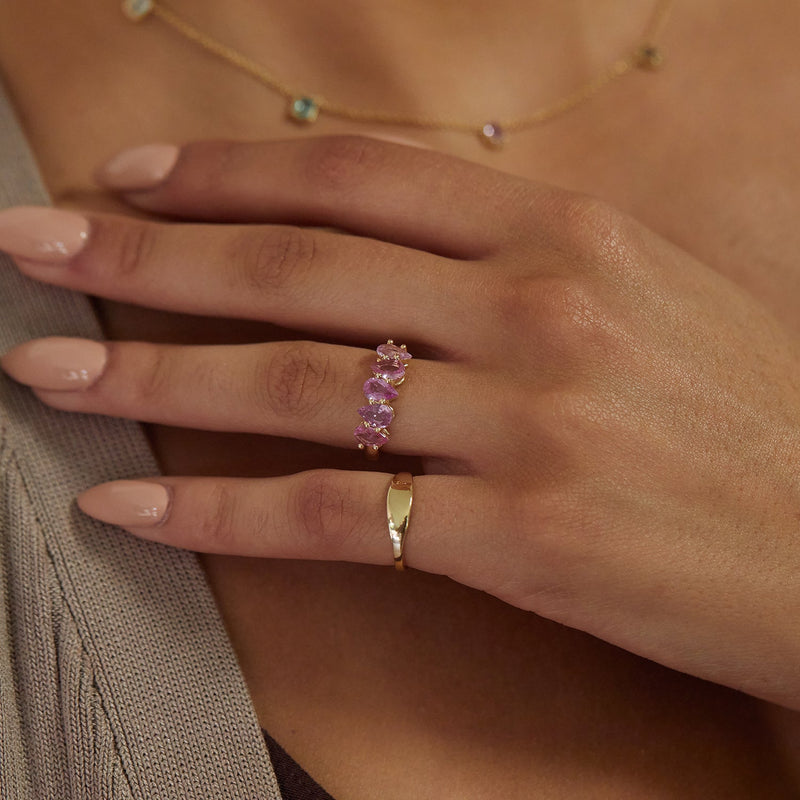 Pear Shape Pink Sapphire Half Eternity