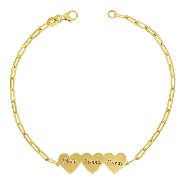 Engravable Multi Heart Paper Clip Bracelet