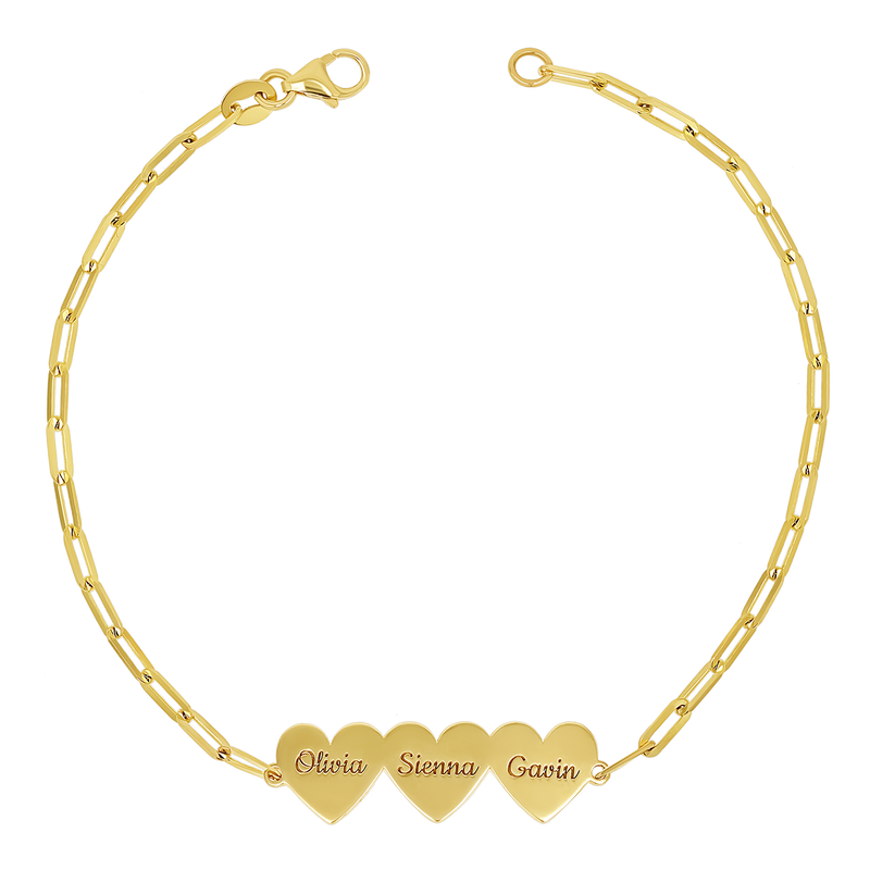 Engravable Multi Heart Paper Clip Bracelet
