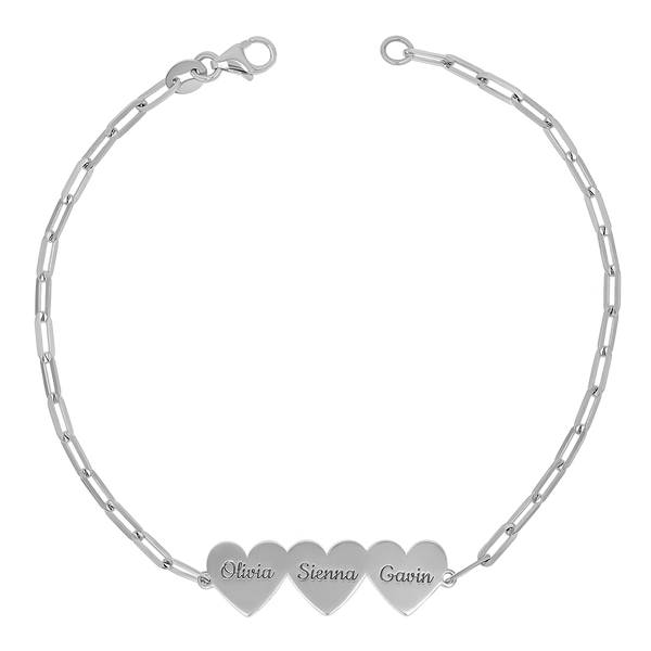 Engravable Multi Heart Paper Clip Bracelet