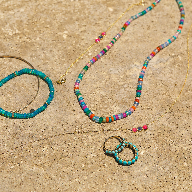 Genuine Turquoise Half Eternity Band