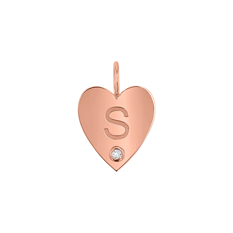 Kids Engravable Diamond Initial Heart Charm