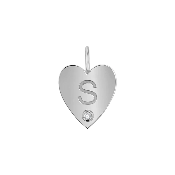 Kids Engravable Diamond Initial Heart Charm