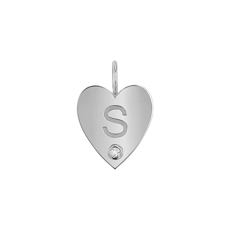 Kids Engravable Diamond Initial Heart Charm
