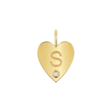 Kids Engravable Diamond Initial Heart Charm