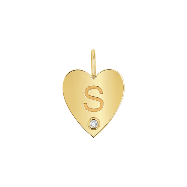 Kids Engravable Diamond Initial Heart Charm
