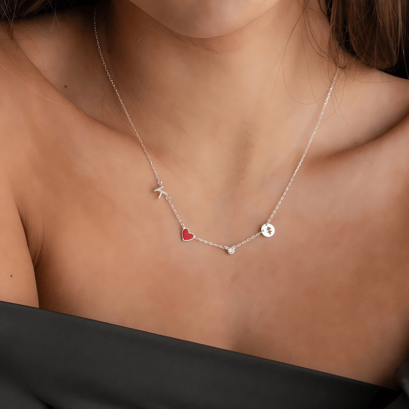 Golden Astoria – Collier cœur personnalisé avec initiale, pierre précieuse et signe du zodiaque