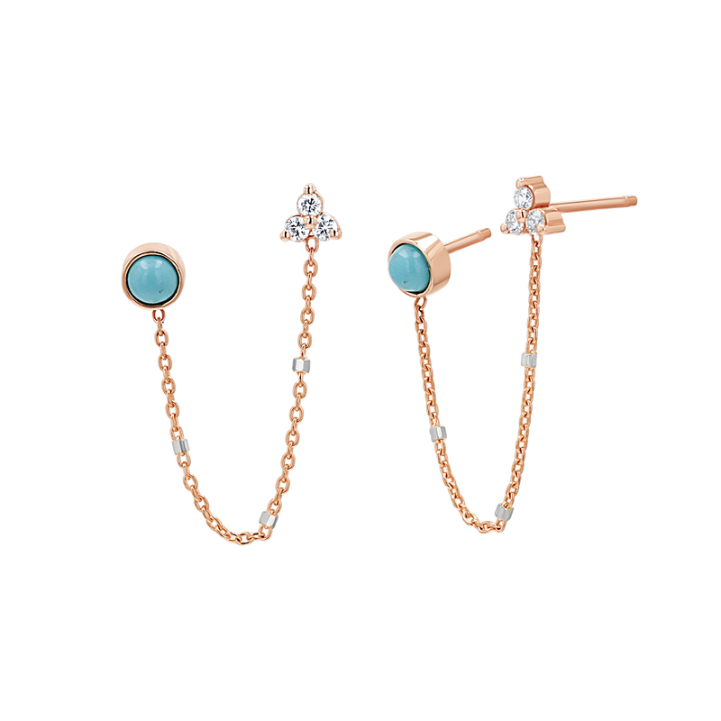 Turquoise & Diamond Duo Drop Earring