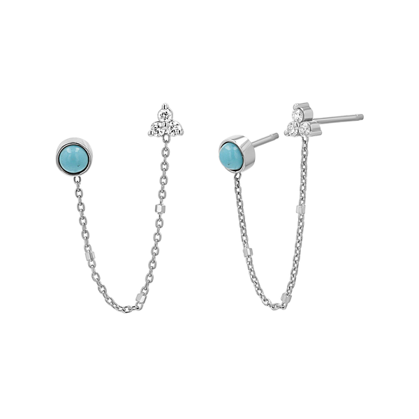 Turquoise & Diamond Duo Drop Earring