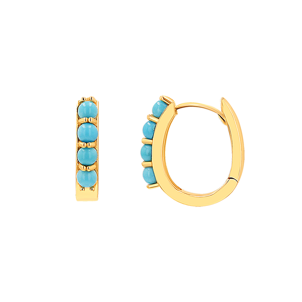 Genuine Turquoise Paper Clip Huggie Hoops