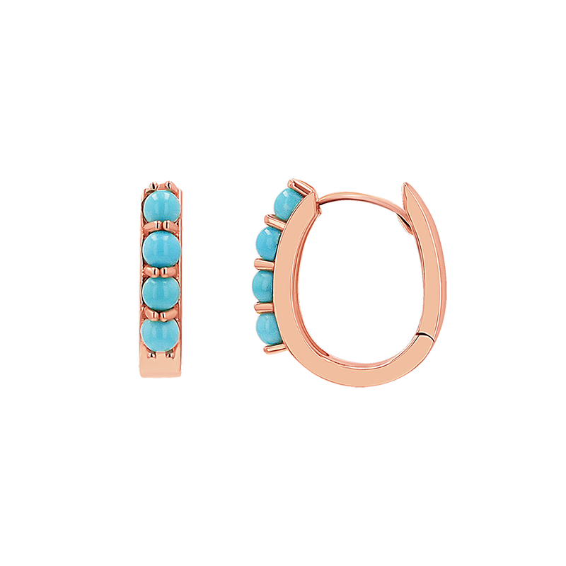 Genuine Turquoise Paper Clip Huggie Hoops