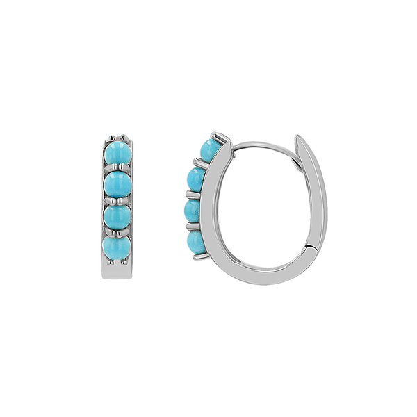 Genuine Turquoise Paper Clip Huggie Hoops