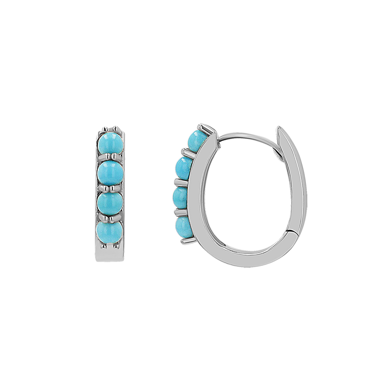 Genuine Turquoise Paper Clip Huggie Hoops