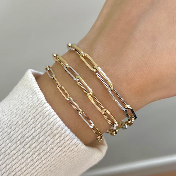 Two-Tone Large Paper Clip Chain Bracelet