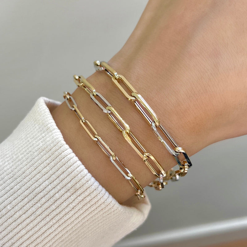 Two-Tone Paper Clip Chain Bracelet