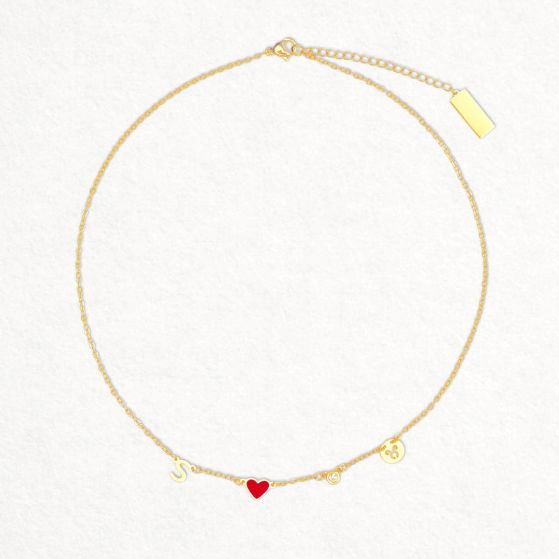Golden Astoria – Collier cœur personnalisé avec initiale, pierre précieuse et signe du zodiaque