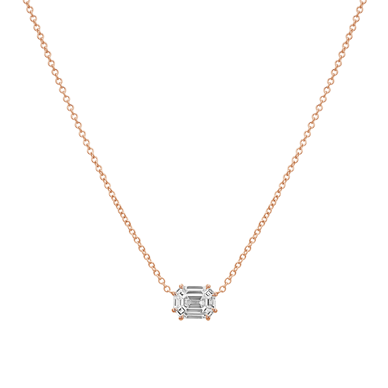 Emerald Shape Illusion Set Diamond Necklace