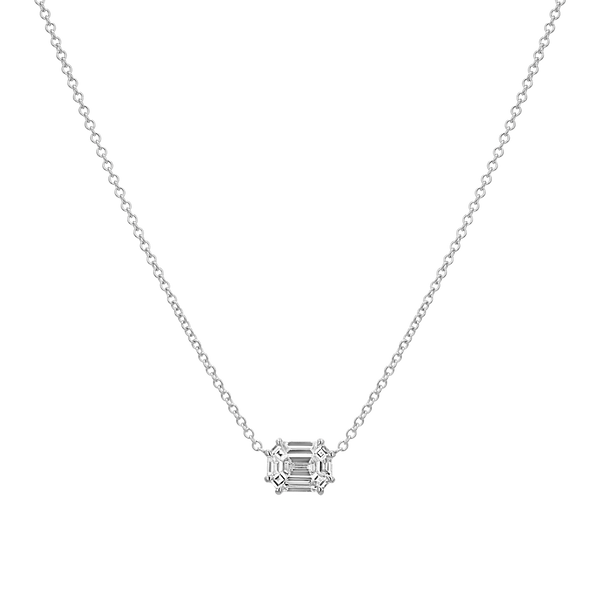 Emerald Shape Illusion Set Diamond Necklace