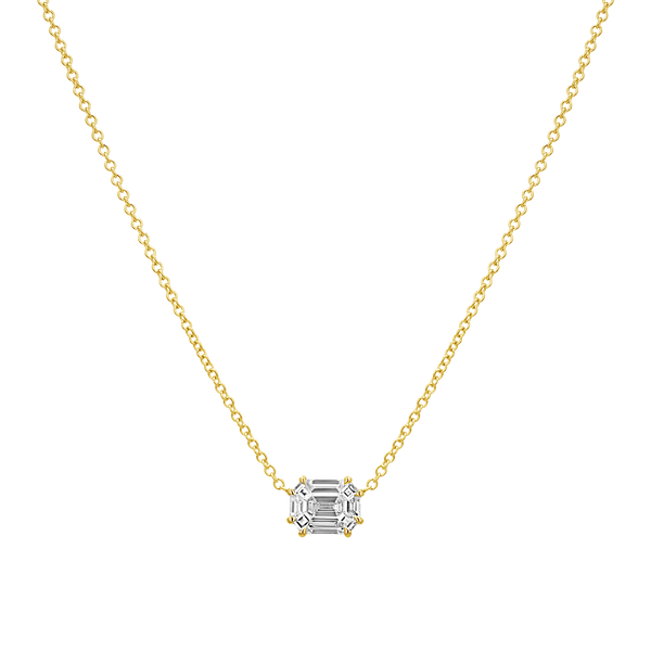 Emerald Shape Illusion Set Diamond Necklace