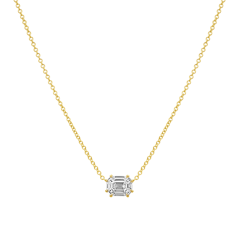 Emerald Shape Illusion Set Diamond Necklace