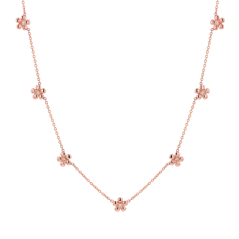Diamond Flower Chain Necklace