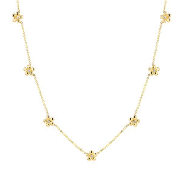 Diamond Flower Chain Necklace