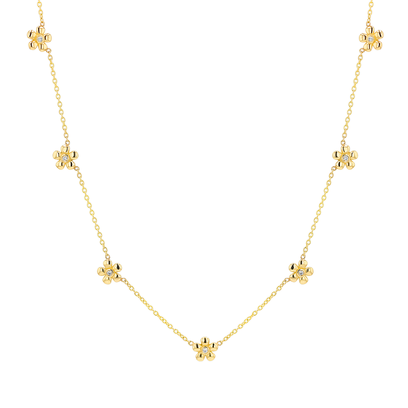 Diamond Flower Chain Necklace