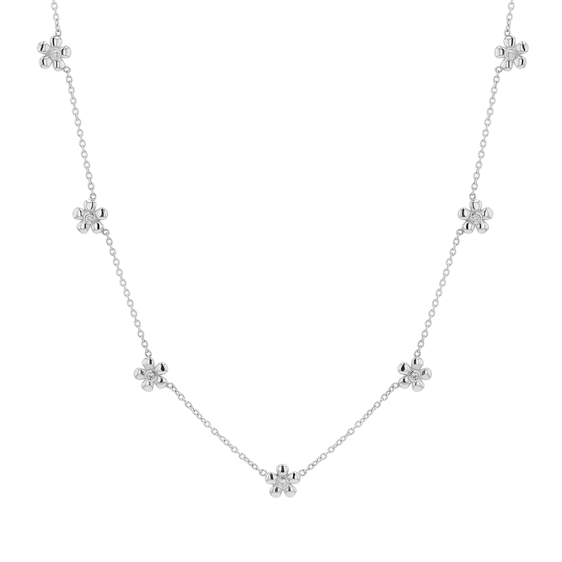 Diamond Flower Chain Necklace