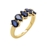 Pear Shape Blue Sapphire Half Eternity Ring