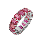 Genuine Ruby Emerald Cut Eternity Ring