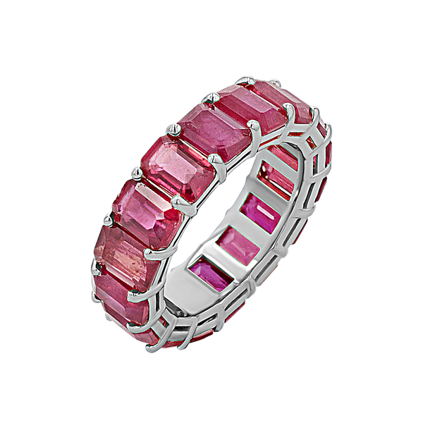 Genuine Ruby Emerald Cut Eternity Ring