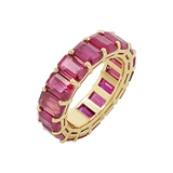 Genuine Ruby Emerald Cut Eternity Ring