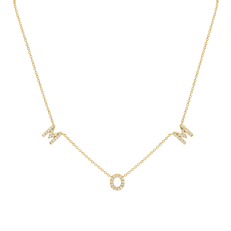 Diamond Spaced MOM Necklace