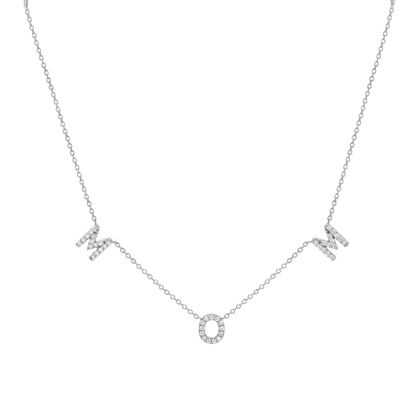 Diamond Spaced MOM Necklace