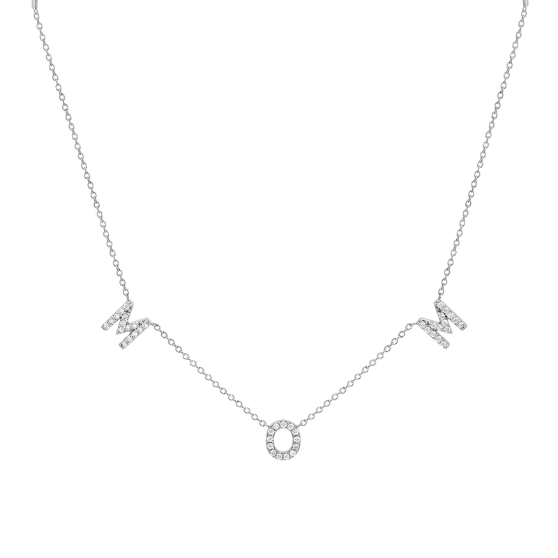 Diamond Spaced MOM Necklace