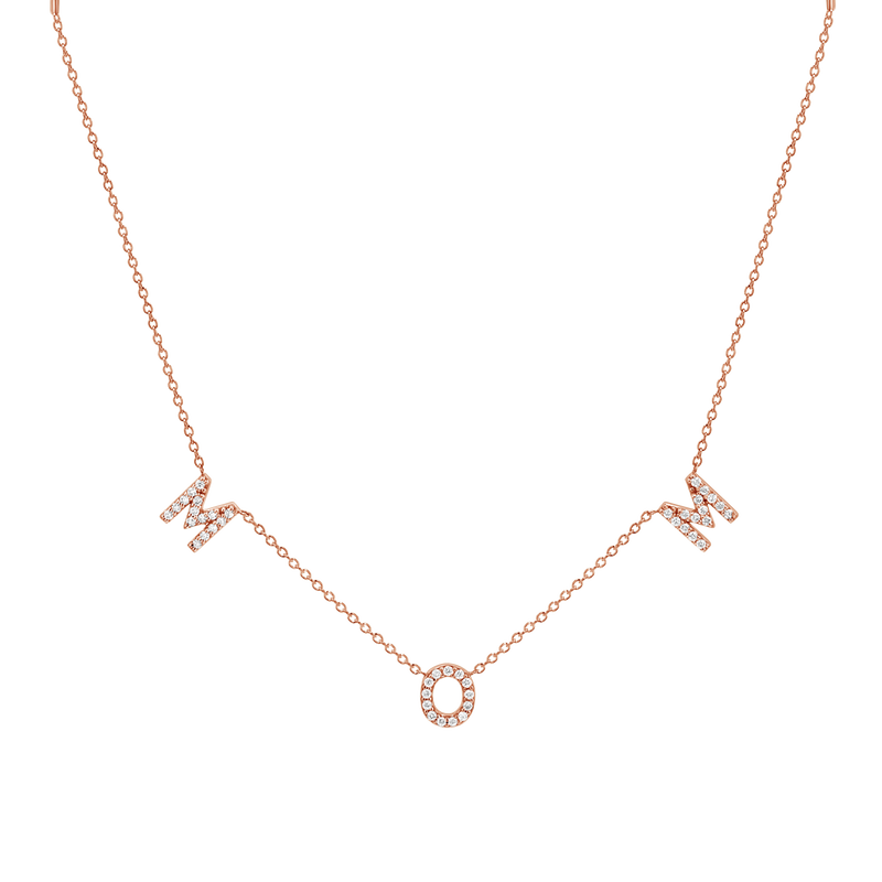 Diamond Spaced MOM Necklace