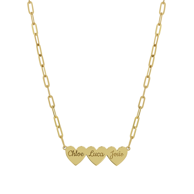 Engravable Multi Heart Paper Clip Necklace