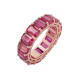 Genuine Ruby Emerald Cut Eternity Ring