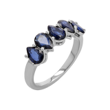 Pear Shape Blue Sapphire Half Eternity Ring