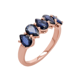 Pear Shape Blue Sapphire Half Eternity Ring