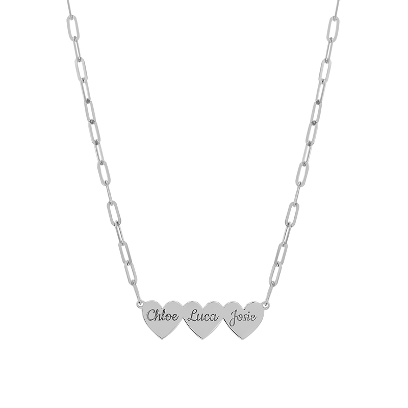 Engravable Multi Heart Paper Clip Necklace
