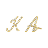 Diamond Pave Script Letter Stud