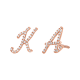 Diamond Pave Script Letter Stud