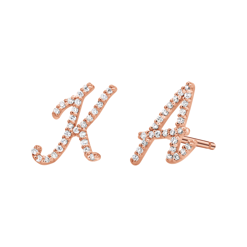Diamond Pave Script Letter Stud