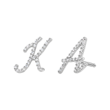 Diamond Pave Script Letter Stud
