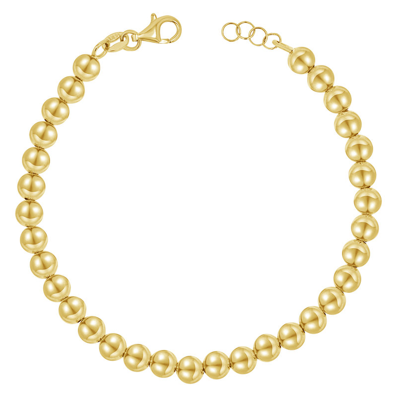 14K Gold 5mm Ball Bead Bracelet