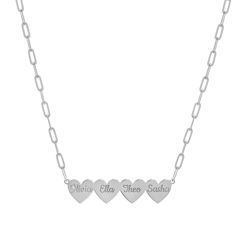 Engravable Multi Heart Paper Clip Necklace