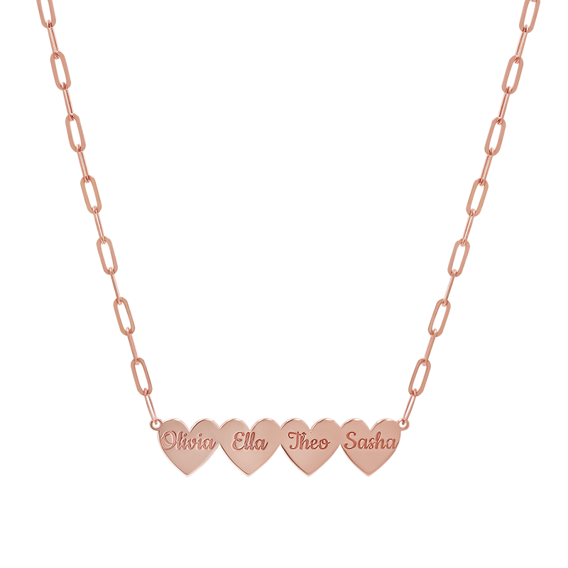 Engravable Multi Heart Paper Clip Necklace